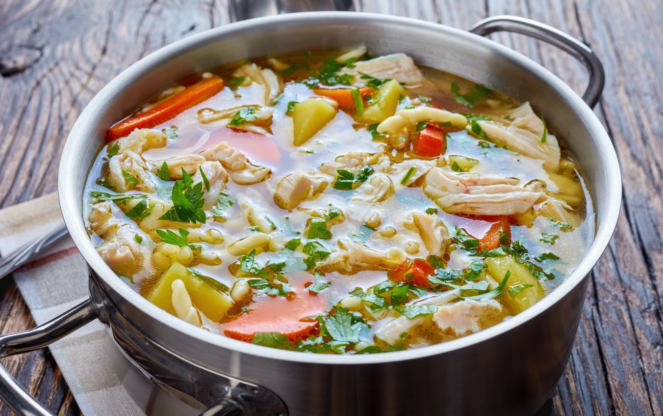 A bowl of soup.