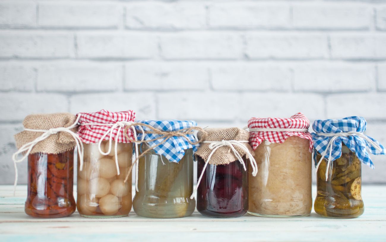 Jars of fermented foods.