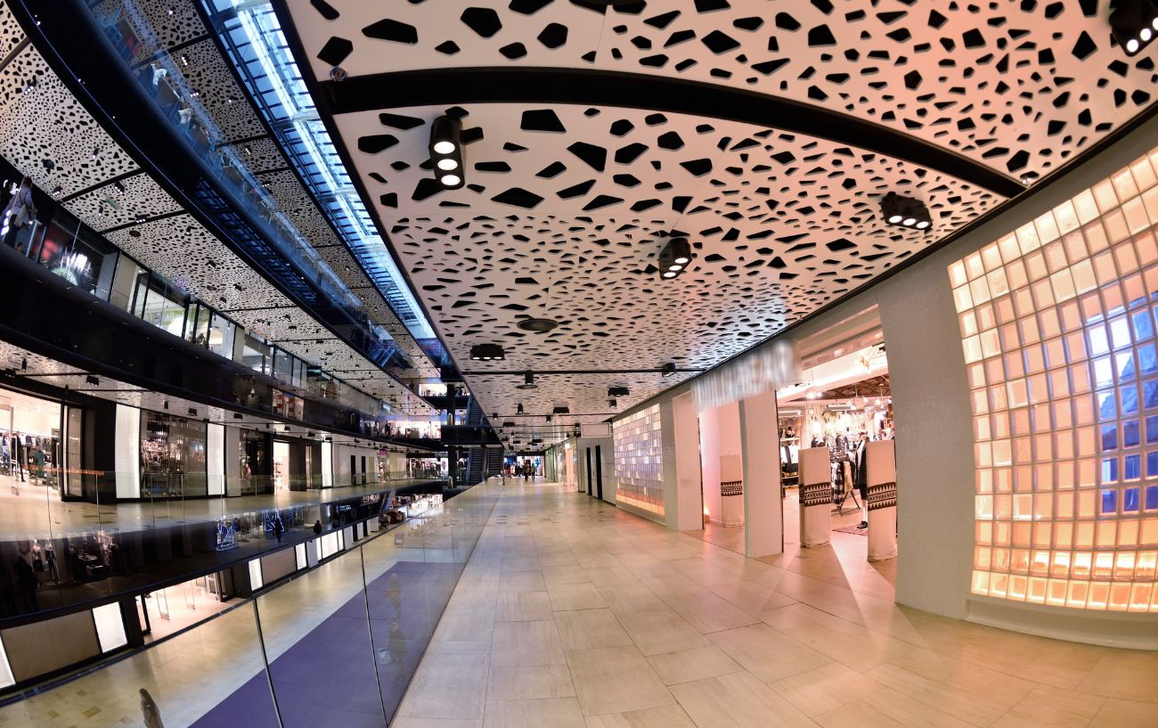 The inside of a mall.